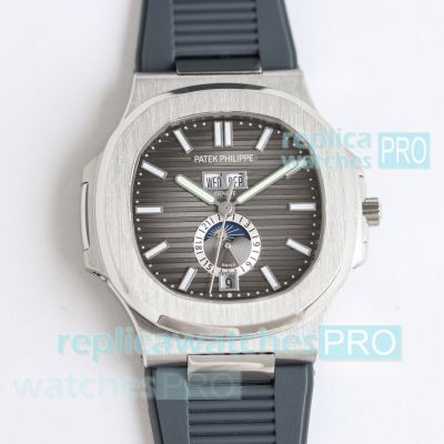 TW Factory Swiss Replica Patek Philippe Nautilus 5726 Calendar Grey Leather Strap Watch 